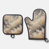 Rustiek Crackle Abstract Ovenwant & Pannenlap Set (Voorkant)