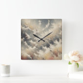 Rustiek Crackle Abstract Vierkante Klok (Huis)