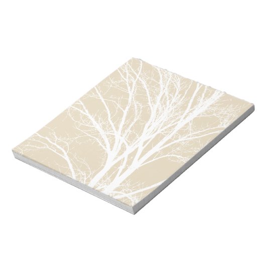 Rustiek crème bruin witte boom takken notitieblok (Linkerzijde)