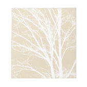 Rustiek crème bruin witte boom takken notitieblok (Voorkant)