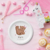 Rustiek Cub Beer Roze Kids Verjaardagsfeestje Papieren Bordje (Feest)