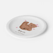 Rustiek Cub Beer Roze Kids Verjaardagsfeestje Papieren Bordje (Gekanteld)