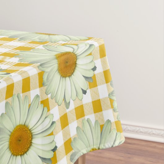 Rustiek Daisy geel bloemengingham patroon Tafelkleed (Voorbeeld)
