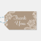 Rustiek dank u bruin en wit kant cadeau Labels Cadeaulabel (Achterkant Horizontaal)