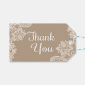Rustiek dank u bruin en wit kant cadeau Labels Cadeaulabel (Voorkant (Horizontaal))