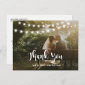 Rustiek Dank u Foto String Lights Wedding Kaart (Voorkant / Achterkant)