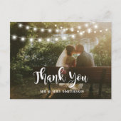 Rustiek Dank u Foto String Lights Wedding Kaart (Voorkant)