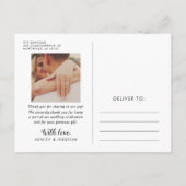 Rustiek dank u geborsteld script bruiloft foto briefkaart (Achterkant)