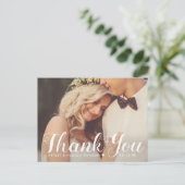 Rustiek dank u geborsteld script bruiloft foto briefkaart (Staand voorkant)