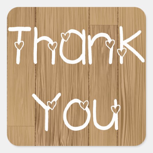 Rustiek Dank u & harten Houten Stickers / Labels (Voorkant)