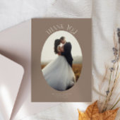 Rustiek Dank u Ovaal Lijst Bruin Trouwfoto Bedankkaart