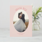 Rustiek Dank u Ovaal Lijst Roze Trouwfoto Bedankkaart (Staand voorkant)