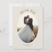 Rustiek Dank u Oval Lijst Cream Trouwfoto Bedankkaart (Voorkant)