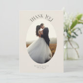 Rustiek Dank u Oval Lijst Cream Trouwfoto Bedankkaart (Staand voorkant)