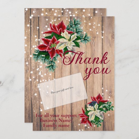 Rustiek Dank u Poinsettia Gift Kaart Houder (Voorkant / Achterkant)
