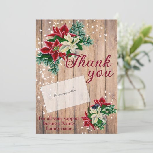 Rustiek Dank u Poinsettia Gift Kaart Houder (Staand voorkant)