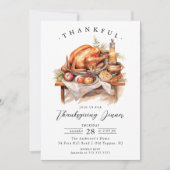 Rustiek Dankbaar Thanksgiving Diner Invitation Kaart (Voorkant)