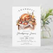 Rustiek Dankbaar Thanksgiving Diner Invitation Kaart (Staand voorkant)