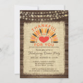Rustiek DANKBAAR VOOR U Thanksgiving Diner Kaart (Voorkant)