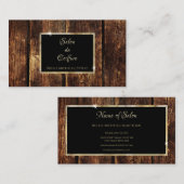 Rustiek Dark Wood Elegant Gold Lijst Schoonheidssa Visitekaartje (Voorkant / Achterkant)
