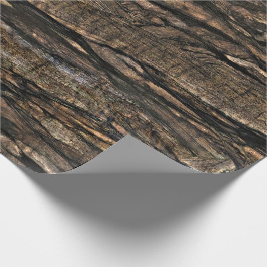 Rustiek Dark Wood Grain Wrapping Paper Cadeaupapier (Hoek)