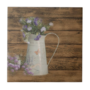 rustiek de schuurhout van de westerne landlavendel tegeltje