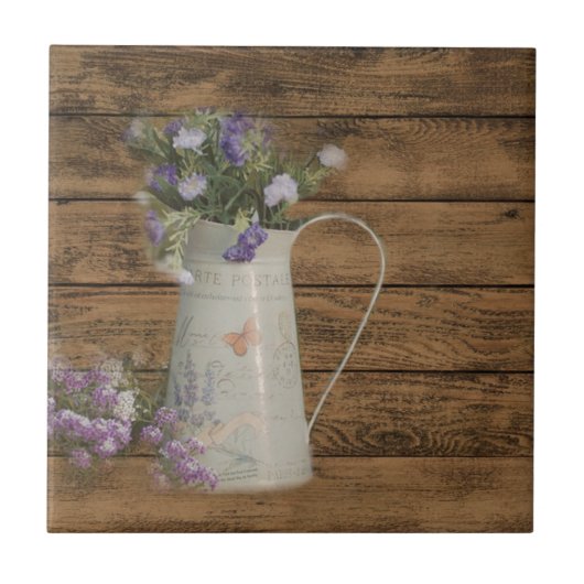 rustiek de schuurhout van de westerne landlavendel tegeltje (Voorkant)