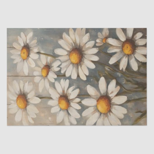 Rustiek decoupage tissuepapier met madeliefjes (Voorkant)