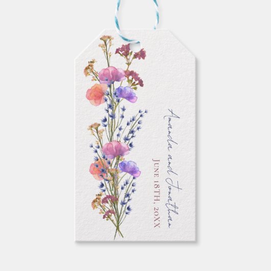 Rustiek Delicaat Acryl Bloemen Boeket Bruiloft Cadeaulabel (Voorkant)