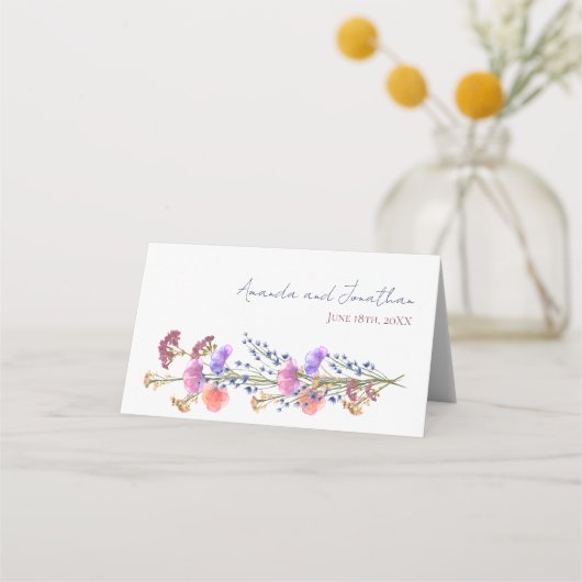 Rustiek Delicaat Acryl Bloemen Boeket Bruiloft Plaatskaartje (Achterkant)