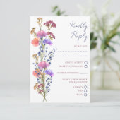 Rustiek Delicaat Acryl Bloemen RSVP Bruiloft Informatiekaartje (Staand voorkant)