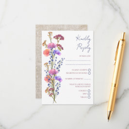 Rustiek Delicaat Acryl Bloemen RSVP Bruiloft Informatiekaartje