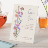 Rustiek Delicaat Beige Bloemenbruiloft Open Bar Reclamebord Met Voetstuk (Insitu)