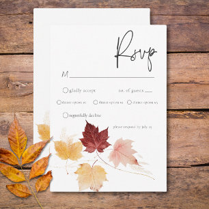 Rustiek Delicaat Bourgondië & Rust Herfst bladeren RSVP Kaartje