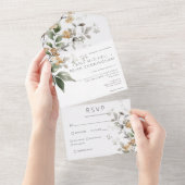 Rustiek Delicaat Tan Herfst Wildflower Diner All In One Uitnodiging (Afscheurbaar)