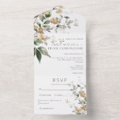 Rustiek Delicaat Tan Herfst Wildflower Diner All In One Uitnodiging (Binnen)