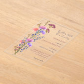 Rustiek Delicate Floral Bouquet Wedding Acryl Uitnodigingen (Laagn)