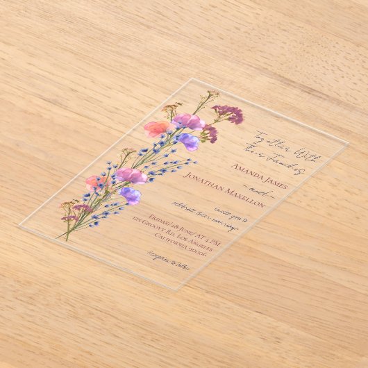 Rustiek Delicate Floral Bouquet Wedding Acryl Uitnodigingen (Laagn)