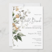 Rustiek Delicate Tan Herfst Wildflowers Bruidsbrun Kaart (Voorkant)