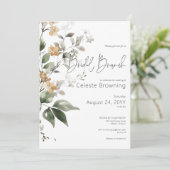 Rustiek Delicate Tan Herfst Wildflowers Bruidsbrun Kaart (Staand voorkant)