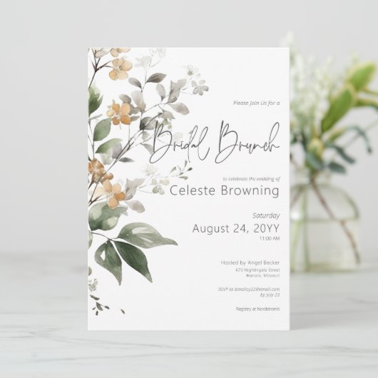 Rustiek Delicate Tan Herfst Wildflowers Bruidsbrun Kaart (Staand voorkant)