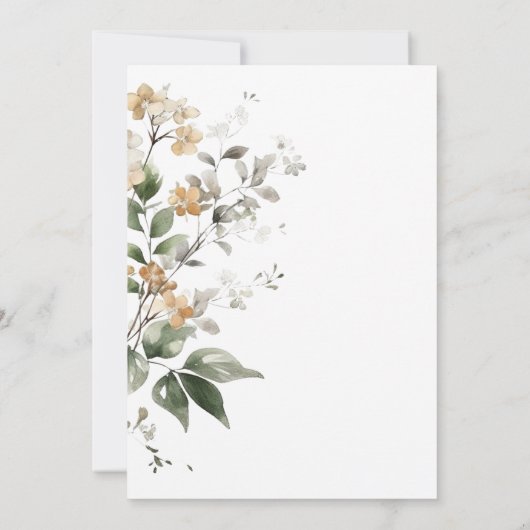 Rustiek Delicate Tan Herfst Wildflowers Bruidsbrun Kaart (Achterkant)