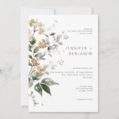 Rustiek Delicate Tan Herfst Wildflowers Bruiloft Kaart (Voorkant)