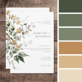 Rustiek Delicate Tan Herfst Wildflowers Bruiloft Kaart