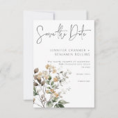 Rustiek Delicate Tan Herfst Wildflowers Bruiloft Save The Date (Voorkant)