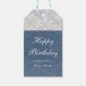 Rustiek Denim & Kant Vakantie Kerstcadeau Label Cadeaulabel (Voorkant)