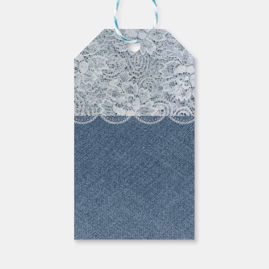 Rustiek Denim & Kant Vakantie Kerstcadeau Label Cadeaulabel (Achterkant)