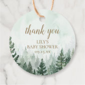 Rustiek dennenboom bos Baby shower Bedankjes Labels (Achterkant)
