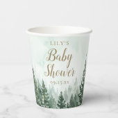 Rustiek dennenboom bos Baby shower Papieren Bekers (Achterkant)
