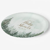 Rustiek dennenboom bos Baby shower Papieren Bordje (Gekanteld)